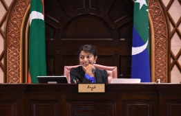 Deputy Speaker of parliament and North Galolhu MP Eva Abdulla presiding over a parliament session: The issue of her removal from the post of Deputy Speaker has been removed from the parliament agenda -- Photo: Parliament