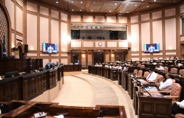 (FILE) Parliament members attend a parliament session on September 8, 2021:  a total of USD 238,920 (MVR 3,677,409) had been spent between 2018 and 2020 by Parliament members, their family, and friends -- Photo: Parliament