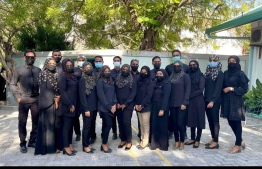Fuvahmulah Council employees dressed in black to protest the wages -- Photo: Civil Servants Association