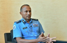 Police Commissioner Mohamed Hameed giving an interview to Mihaaru news on September 22: Hameed said they were closely monitoring the situation in Afghanistan at the moment -- Photo: Nishan Ali