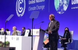 The 76th President of the United Nations General Assembly and Maldives' Foreign Minister Abdulla Shahid addresses the COP26 Summit on Sunday, 31 October 2021: he tweeted on Wednesday that he had tested positive for Covid-19 -- Photo: UN