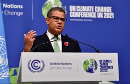 Britain's President for COP26 Alok Sharma speaks at a press conference at the close of the COP26 UN Climate Change Conference in Glasgow on November 13, 2021. -- Photo: Ben Stansall/ AFP