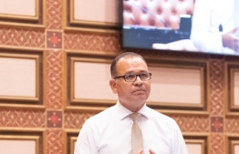 (FILE) MP Adam Shareef ( Maduvvari) speaks during a parliament sitting during November 16, 2021: Adam Shareef submitted an emergency motion on Tuesday, February 7, 2023, that was rejected -- Photo: Parliament
