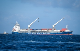 MSS' cargo ship Galena arrive on November 23, 2021-- Photo: Fayaz Moosa / Mihaaru