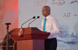 (FILE) President Ibrahim Mohamed Solih gives his address on National Fisherman's Day on December 11, 2021: the Commission was dissolved as they have achieved its objectives -- Photo: President's Office