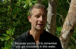 A screenshot of Bear Grylls in the most recent episode of  "Into the Wild" --