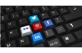 Image showing various social medial platforms on the keyboard --