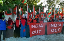 Opposition PPM protesting against India. PHOTO: MIHAARU