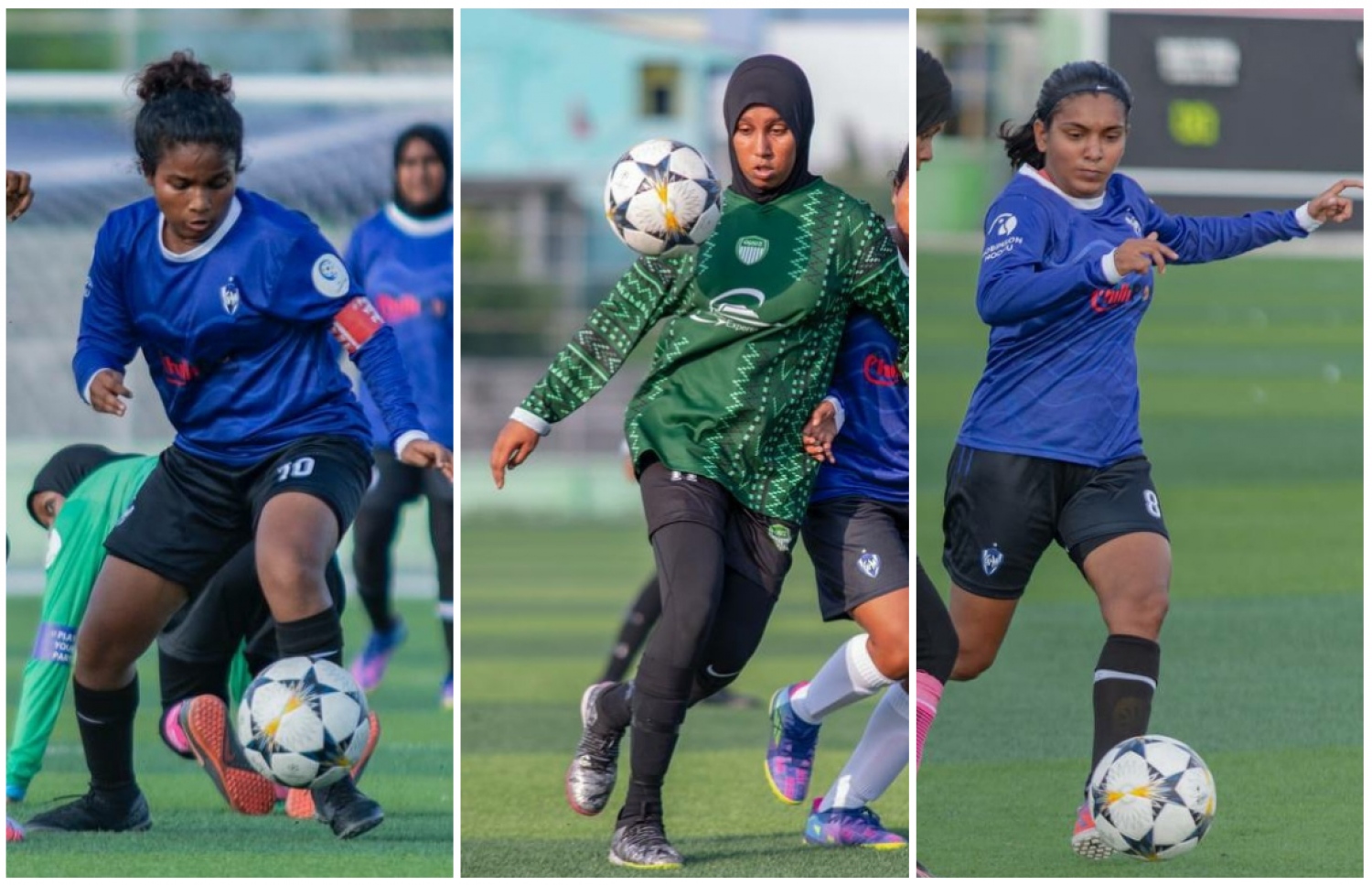 ޑޮޓްކޮމްގެ މަރިޔަމް ނޫރާ (ވ)، އެޕެކްސްގެ ފާތިމަތު މިއުސާ (މ)، އަދި ޑޮޓްކޮމްގެ ޝަހުލާ ތައުފީގް (ކ).-- ފޮޓޯ: އެފްއޭއެމް