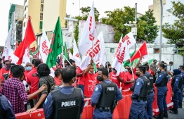 (FILE) People attending the "India Out" in a rally held on January 7, 2022: Police has informed PPM/PNC to not hold the rally on Friday -- Photo: Nishan Ali/ Mihaaru