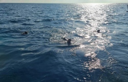 MNDF's coast guard divers searching for the missing woman on Sunday, January 16, 2022 -- Photo: MNDF