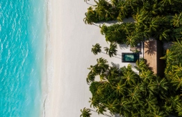 Drone view of a beach villa in One&Only Reethi Rah -- Photo: One&Only Resorts