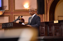President Ibrahim Mohamed Solih giving the Presidential Address on January 3, 2022, -- Photo: Parliament