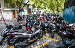 (FILE) Motorcycles parked in a parking zone in Male' on February 11, 2022 -- Photo: Fayaz Moosa 
