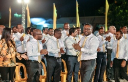 (FIILE) Economic Minister Fayyaz Ismail at the ceremony launching his campaign for the MDP Chairperson position in Shaviyani Milandhoo on February 25, 2022 : Fayyaz is currently leading the polls with a 6,000 vote lead -- Photo: Nishan Ali / Mihaaru