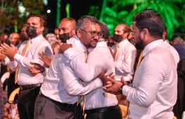 (FIILE) Economic Minister Fayyaz Ismail at the ceremony launching his campaign for the MDP Chairperson position in Shaviyani Milandhoo on February 25, 2022 :Fayyaz appears to have won the chairperson election with 58 percent of the voters  -- Photo: Nishan Ali / Mihaaru