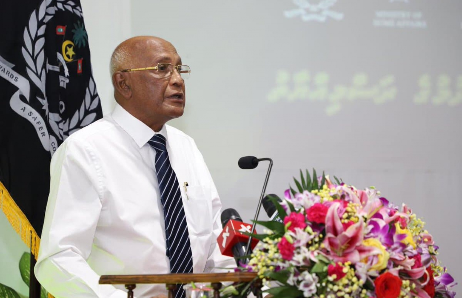 މާފުށީ ޖަލުގައި ޑްރަގް ރިހިބިލިޓޭޝަން ޕްރޮގްރާމް ފެށުމަށް ބޭއްވި ރަސްމިއްޔާތުގައި ހެލްތު މިނިސްޓަރު އަހްމަދު ނަސީމް ވާހަކަދައްކަވަނީ.-- ފޮޓޯ: ހޯމް މިނިސްޓްރީ