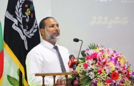 Minister of Home Affairs Mr. Imran Abdulla speaking at the inauguration of the drug rehab program in Maafushi Prison -- Photo: Ministry of Home Affairs