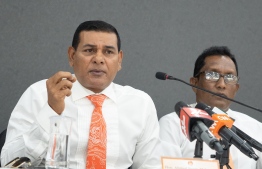 MDA leader Ahmed Siyam speaks during the party's assembly held on Wednesday, 02nd March -- Photo: Nishan Ali/Mihaaru