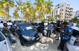 During a recently held strike of taxi drivers-- Photo: Mihaaru