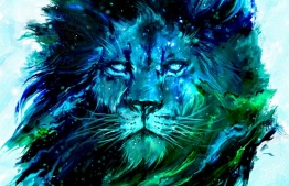 Shimhaq's digital artwork "Cosmic Lion"