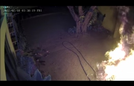 CCTV footage of the arson attack--