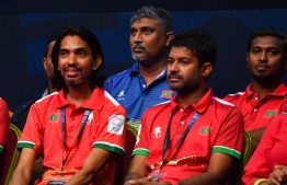 President of the Table Tennis Association of Maldives (TTM), Ali Rasheed (L) and Vice President of the Table Tennis Association of Maldives (TTM), Ibrahim Shiuree (R).