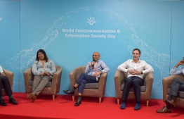 CEO and senior officials of Dhiraagu speak during the panel discussion for students pursuing higher education --Photo: Dhiraagu.