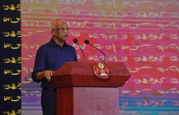 President Ibrahim Mohamed Solih speaking at MWSC's anniversary celebration on May 25 -- Photo: President's Office