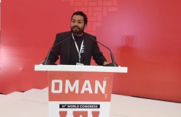 MJA’s steering committee member Mohamed Junaid speaking at IFJ's congress -- Photo: MJA