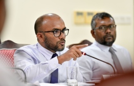 Minister Ibrahim Ameer responding to queries during Finance Committee of Maldives Parliament -- Photo: Nishan Ali | Mihaaru