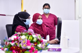 Employees at Hiyaa Medical Center-- Photo: Fayaz Moosa | Mihaaru