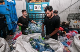 [File] Plastic bottles collected by Parley Maldives