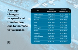 Average change in speedboat fare due to increase in fuel prices
