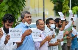 Local journalists and reporters protest the current proposed amendment to Evidence Act-- Photo: Nishan Ali | Mihaaru