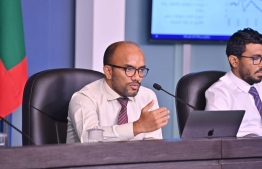 (FILE) Finance Minister Ibrahim Ameer at a press conference held on July 5, 2022: in a written reply the Finance Ministry had provided details regarding state subsidy expenditure over the past three years to the parliament -- Photo: Finance Ministry