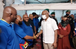 President Solih and the First Lady meets with Maldivian pilgrims in Mina, Saudi Arabia -- Photo: President's Office