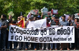 Sri Lankan expatriates calling out to send Gotabaya Rajapaksa back to home country-- Photo: Nishan Ali/Mihaaru