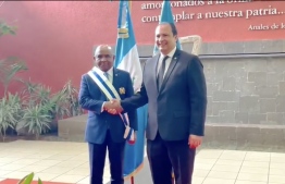 Guatemalan government confers Grand Cross of the Order of Antonio Jose de Irissari to Minister of Foreign Affairs Mr. Abdulla Shahid for his work in the UNGA and foreign relations--