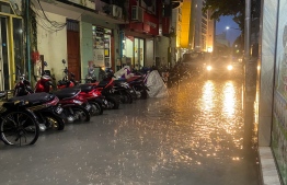 Male' roads flooded on July 17, after several hours of continuous rain -- Photo: Fayaz Moosa / Mihaaru
