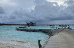 The wooden platform connecting the in-land and overwater villas were badly damaged due to a rainstorm and strong gusts-- Photo: JOALI Maldives