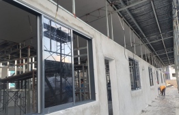 Construction ongoing at the new primary school establishment at Hulhumale' Phase II by its contractor-- Photo: SJ Construction
