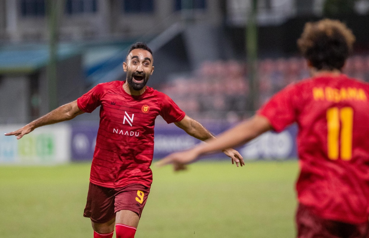 ލިޓްލް ޓައުން އާ ދެކޮލަށް ކުޅުނު މެޗުގައި ލަނޑު ޖެހުމަށް ފަހު ވިކްޓަރީގެ ލުބުނާންގެ ފޯވާޑް މުހައްމަދު ޖަލާލް ގްދުވާ އުފާފާޅު ކުރަނީ: ވިކްޓަރީ އާއި ނިއު މިރޭ ކުޅޭ މެޗު އޮންނާނެ. --- ފޮޓޯ: ވިކްޓަރީ