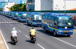 Recently acquired fleet of mini-buses; MTCC is expecting to launch the service soon in Greater Male' area-- Photo: MTCC