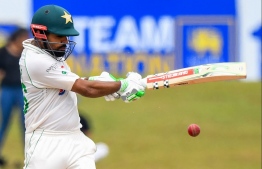 Pakistan’s Babar Azam plays a shot during the final day of the second cricket Test match between Sri Lanka and Pakistan at the Galle International Cricket Stadium in Galle on July 28, 2022.-- Photo: Ishara S. Kodikara /AFP