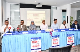 Senior officials and sponsors of FHAM expo during the press conference held on August 3 -- Photo: Fayaaz Moosa