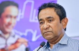 [File] August 12, 2022: Former President Abdulla Yameen's press conference: He has lost his eligibility to contest the presidential election and has little time to appeal the case