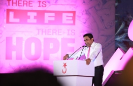 Former Maldives President Abdulla Yameen during a Progressive Party of Maldives (PPM) rally--