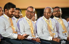 President Ibrahim Mohamed Solih and Former President Nasheed At the opening ceremony of MDP congress 2022 -- Photo: Fayaaz Moosa