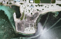Aerial photo of the waste site in Kaafu Maafushi-- Photo: Maafushi Council